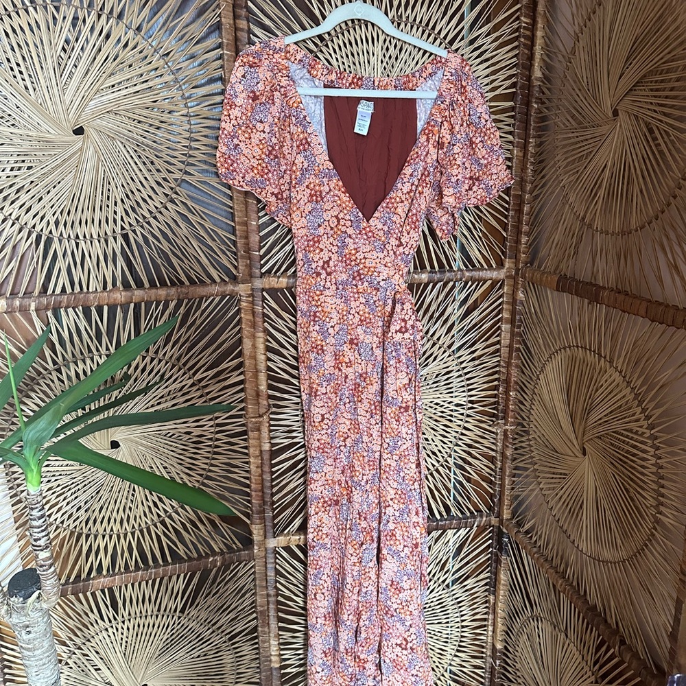 L*Space Floral Maxi Dress in Orange and Red